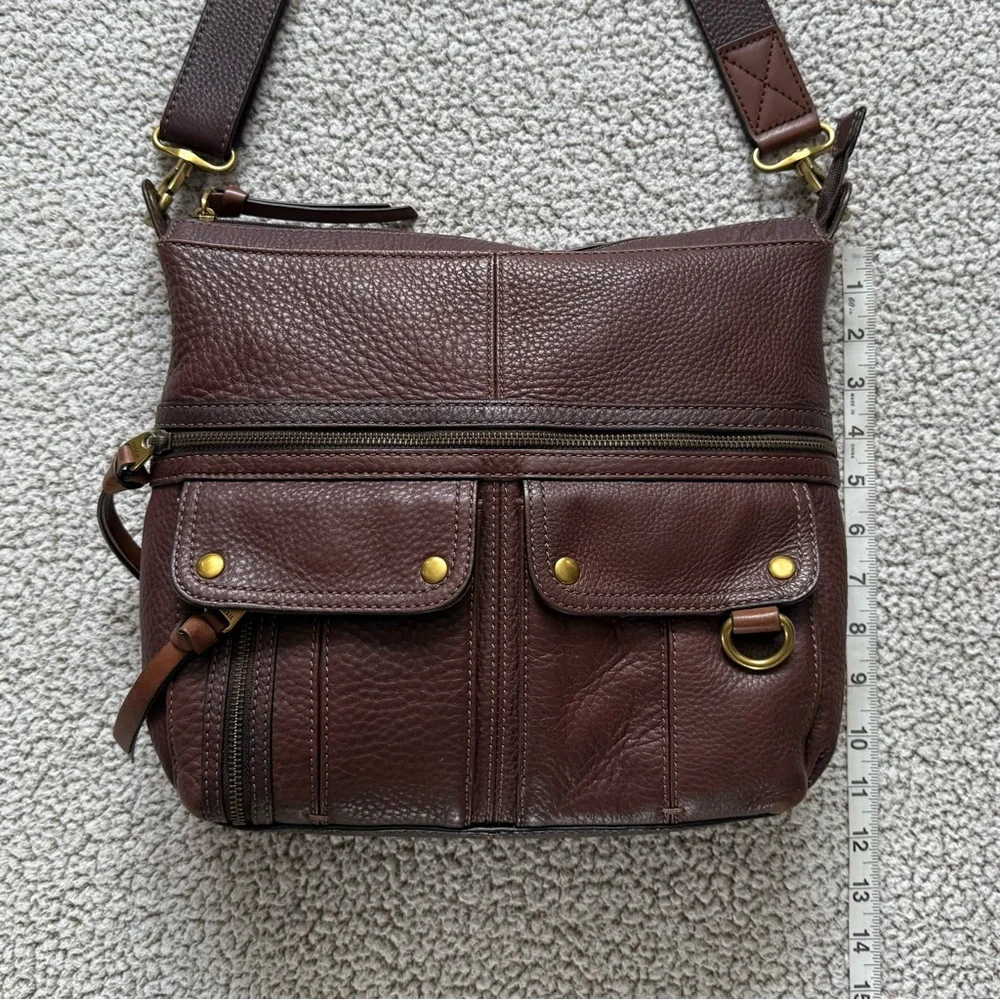 🧸 Fossil | Brown Pebble Grain Leather Satchel
